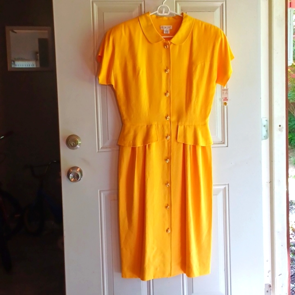 Talbots Yellow Linen Dress size 10 NWT